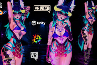 do 3d furry vrchat avatar model, vrc nsfw physbones toggles and facial tracking