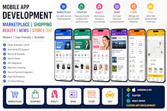 do marketplace app, shopping app, beauty app, news app,store app and taxi app