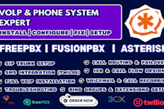 create 3cx, vicidial, twilio, telynx account with siptrunk did number ivr setup
