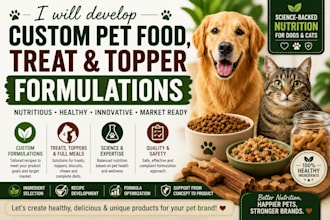 formulate custom pet food, treat and topper formulations