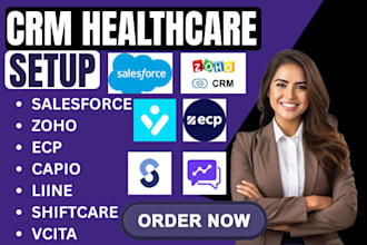 setup crm healthcare salesforce zoho vcita ecp caspio liine shiftcare carepatron
