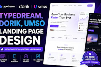 setup typedream, dorik, umso landing page design, fix dorik landing page