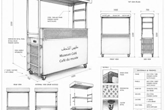 design a dfm food cart, food truck, container shop, booth, and mobile cafe