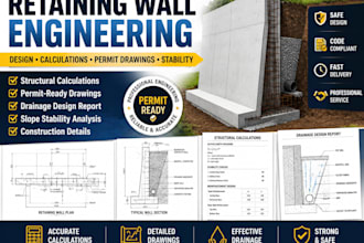 retaining wall design structural calculations permit drawings slope analysis