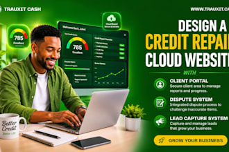 design credit repair cloud website with client portal, dispute and lead capture