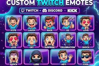 create custom emotes and badge for twitch kick tiktok youtube and discord emojis