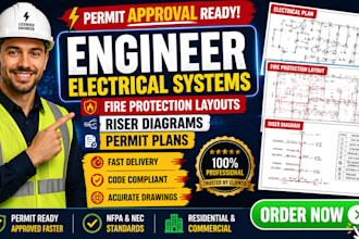 engineer electrical system, fire protection layouts, riser diagrams, permit plan