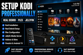 setup kodi with addons, real debrid, plex and jellyfin