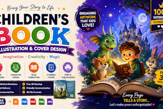 design children book cover and story book illustration