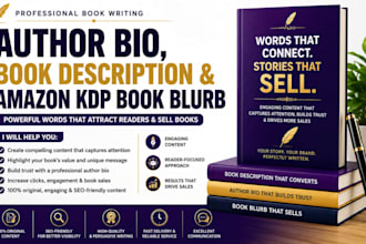 write author bio, book description, and amazon KDP book blurb
