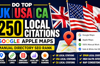 do top UK USA ca 250 local citations google apple maps manual directory seo rank