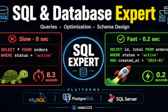 write, fix, and optimize sql queries for mysql, postgresql, and sql serve