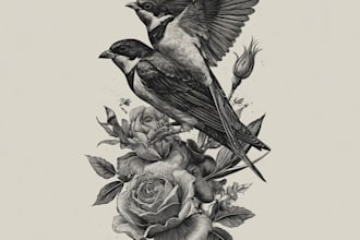 draw a unique abstract graphic fine line tattoo design