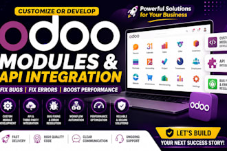 customize or develop odoo modules and api integration fix bugs and error