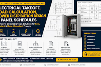 provide electrical takeoff, load calculation, power distribution design