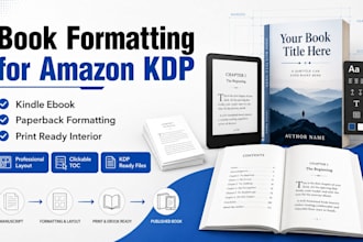 be your book formatter, typesetter for print book, ebook and paperback