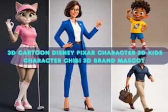model 3d cartoon disney pixar character 3d kids character chibi 3d brand mascot