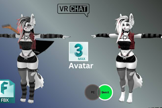 create a custom furry vrchat avatar with full rigging and expressions