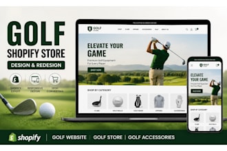 design golf shopify store golf equipment website golf apparel golf accessories