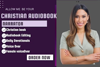 female christian audiobook narrator for church event, testimonial, devotionals