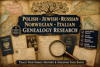 uncover polish, jewish, russian, norwegian, italian geneology research