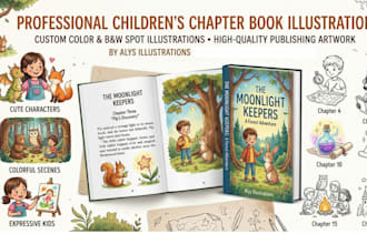 create spot illustration for children chapter book and KDP books