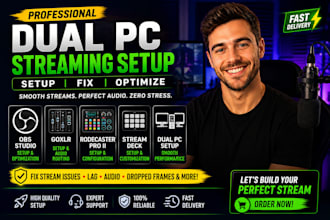 setup dual PC streaming, obs, goxlr, rodecaster pro ii and stream deck