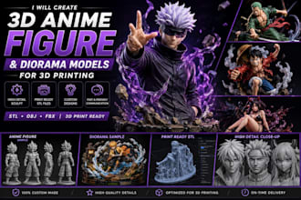 create 3d anime figure, anime diorama, statue and action figure for 3d printing