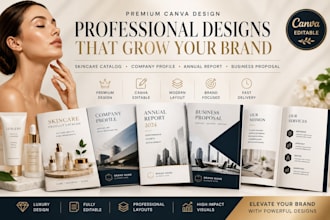design canva skincare product catalog company profile annual report business pro