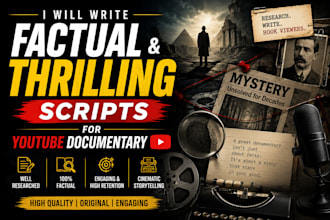 write factual and thrilling scripts for youtube documentary