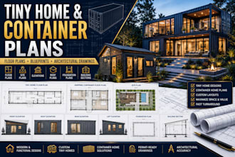 design tiny home and shipping container plans with architectural drawings