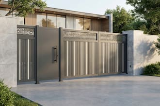 gate design sliding gate metal fence and 3d rendering for city permit