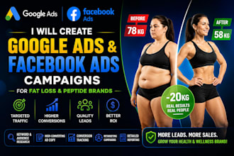 create google ads and facebook ads campaigns for fat loss and peptide brands