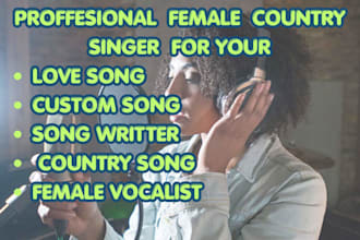 be your female country singer, vocalist, love song and make custom song for you
