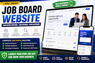 build a job board website with employer posting, candidate applications and cms