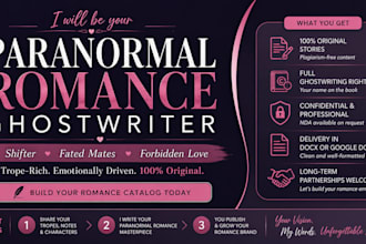ghostwrite a paranormal romance novel or shifter romance ebook
