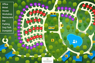 design site plan, campground map , rv park map and architectural layout