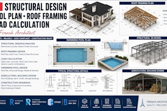 do structural design pool plan roof framing load calculation as french architect