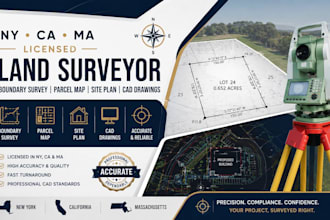 ny ca ma land surveyor boundary survey parcel map site plan cad drawings