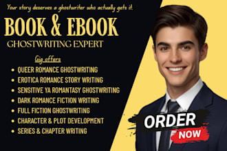 ghostwrite erotica queer romance stories, ya romantasy ghostwriting