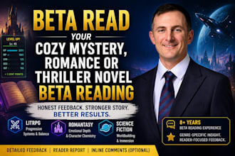 beta read cozy mystery, beta read romance or thriller novel beta reading