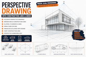 create accurate perspective drawings with construction lines and grids