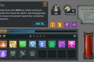 craft game UI UX and 2d assets, highres and pixel art
