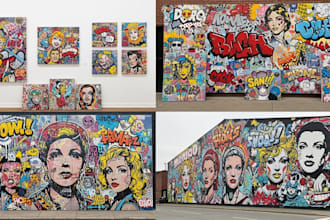 create graffiti pop art canvas designs and murals