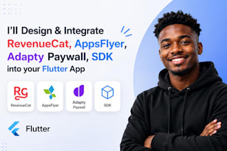 design and integrate revenuecat, appsflyer, adapty paywall, sdk into flutter app