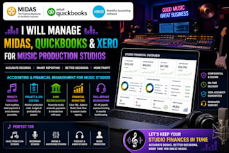 manage midas, quickbooks and xero for music production studios