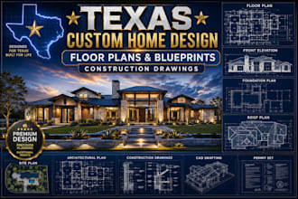 design texas custom home plans, floor plans, adu plans and construction drawings