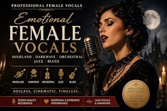 be your female vocalist for dixieland, dark wave, orchestral, jazz, blues