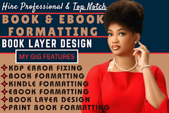 do book formatting and ebook layer design paperback or kindle ebook formatting