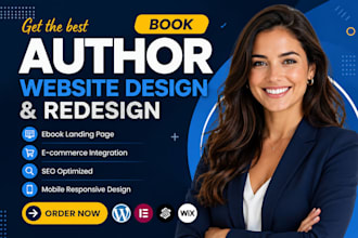 design an author website, ebook website, writer website publisher website